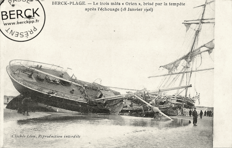 Le trois mats Orion brise par la tempête