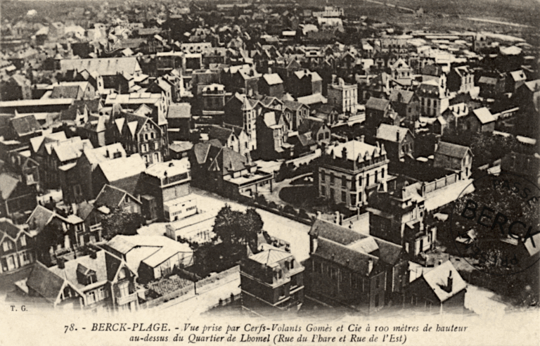 78 - Vue prise par Cerfs-Volants Gomès et Cie à 100 mètres de hauteur au-dessus du Quartier de Lhomel (Rue du Phare et Rue de l'Est)